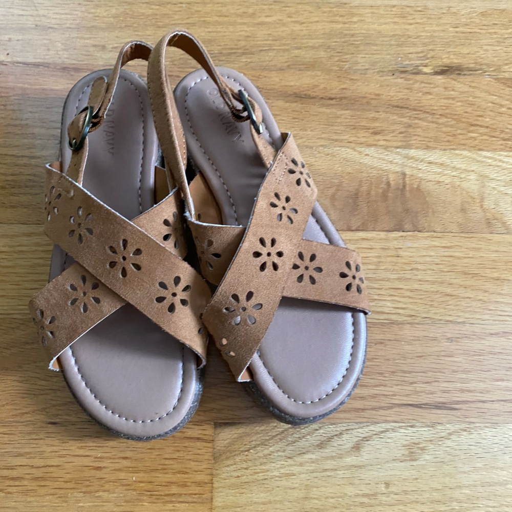 Faux suede platform brown Kids Sandals